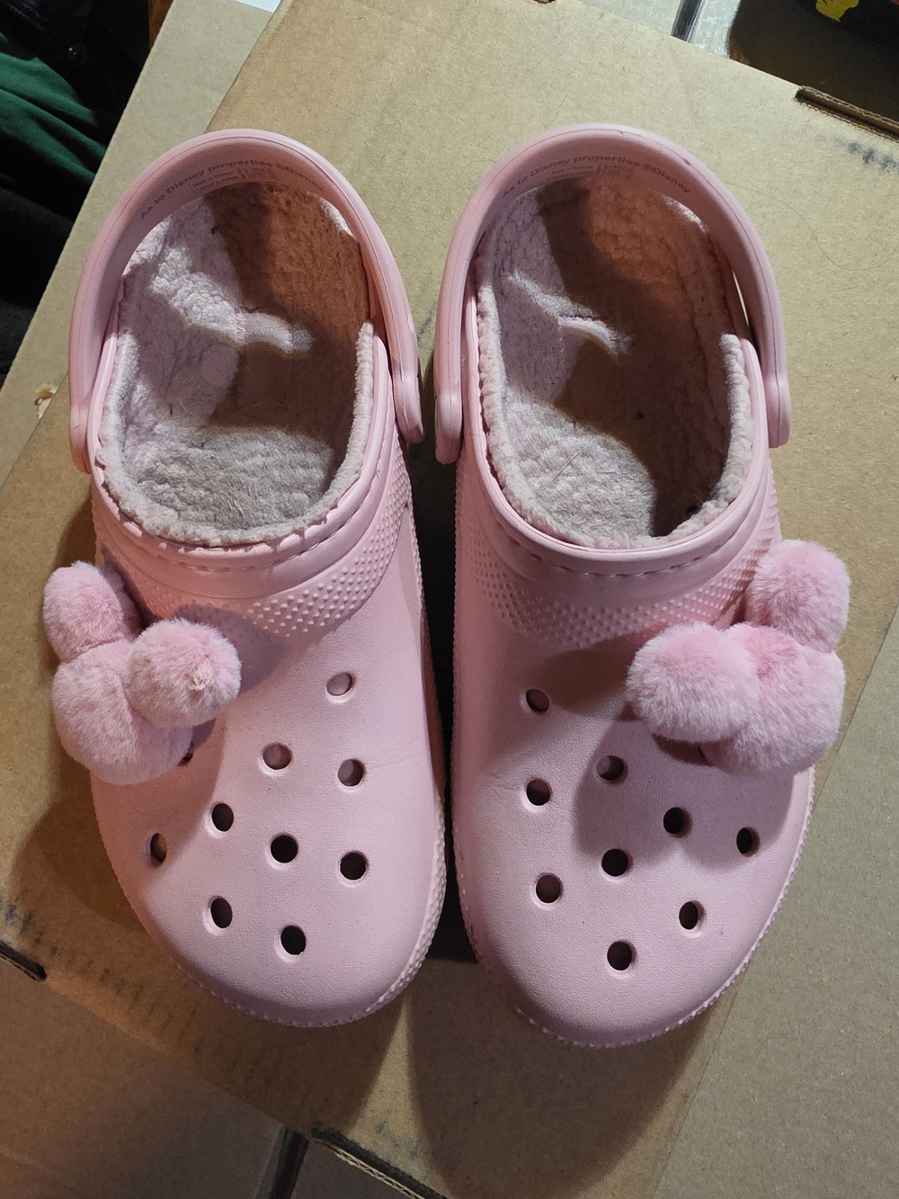 Piglet Pink Fleece-Lined Clog Shoes with Pom-Pom Accent